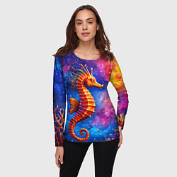 Лонгслив женский Морской конек в космосе, цвет: 3D-принт — фото 2