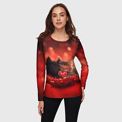 Лонгслив женский Влюбленные котята с сердечком, цвет: 3D-принт — фото 2
