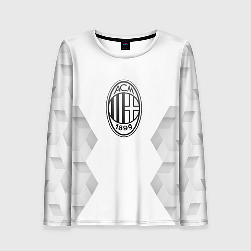 Женский лонгслив AC Milan white poly / 3D-принт – фото 1
