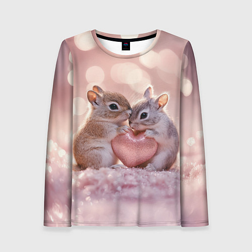 Женский лонгслив Влюбленные белочки с сердечком / 3D-принт – фото 1