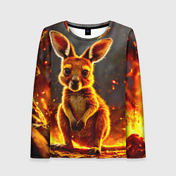 Женский лонгслив Кенгуру в огне