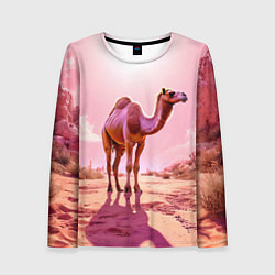 Женский лонгслив Верблюд в розовой пустыне