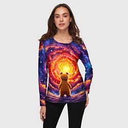 Лонгслив женский Медвежонок смотрит в космос, цвет: 3D-принт — фото 2