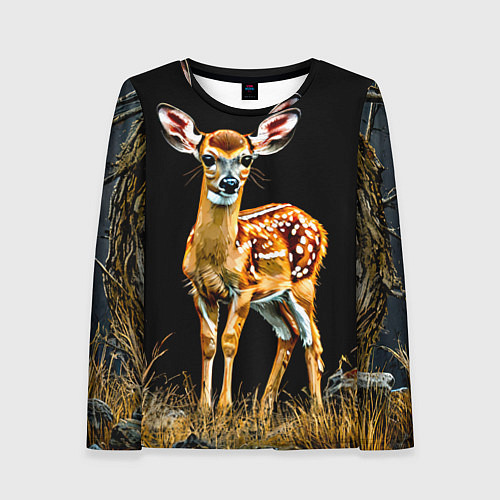 Женский лонгслив Олень в ночи / 3D-принт – фото 1