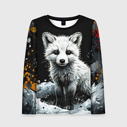 Женский лонгслив Песец на черном