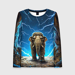 Женский лонгслив Мамонт и разряды молний