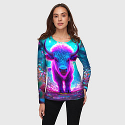 Лонгслив женский Белый буйвол, цвет: 3D-принт — фото 2