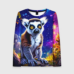Женский лонгслив Лемур и звездная ночь