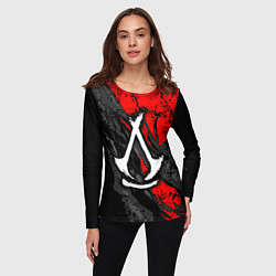 Лонгслив женский Assassins creed: shadows - белый логотип, цвет: 3D-принт — фото 2