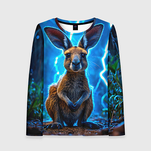 Женский лонгслив Кенгуру в разрядах молнии / 3D-принт – фото 1