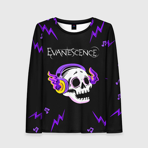 Женский лонгслив Evanescence неоновый череп / 3D-принт – фото 1