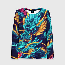 Женский лонгслив Два неоновых дракона - ирезуми
