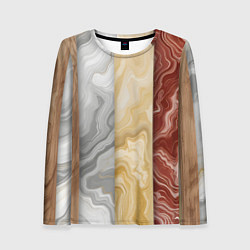 Женский лонгслив Мрамор и дерево