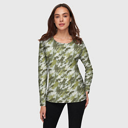 Лонгслив женский Пиксельный камуфляж, цвет: 3D-принт — фото 2