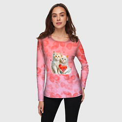 Лонгслив женский Котята и сердечки, цвет: 3D-принт — фото 2