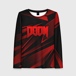 Женский лонгслив Doom - красная абстракция