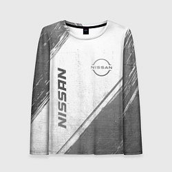 Женский лонгслив Nissan - white gradient вертикально