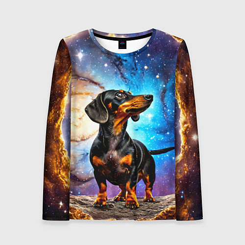 Женский лонгслив Такса в космосе / 3D-принт – фото 1