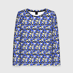 Лонгслив женский Киберпанк шестиугольники синие, цвет: 3D-принт