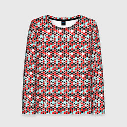 Лонгслив женский Киберпанк шестиугольники красные, цвет: 3D-принт