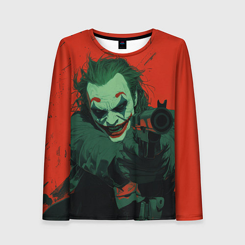 Женский лонгслив Джокер с револьвером / 3D-принт – фото 1