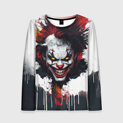 Лонгслив женский Голова Джокера бело-черный стиль, цвет: 3D-принт