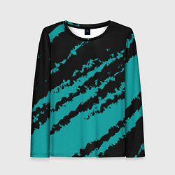 Лонгслив женский The color is black and light blue, цвет: 3D-принт