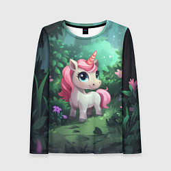 Лонгслив женский Единорожка с розовой гривой, цвет: 3D-принт