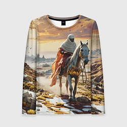 Лонгслив женский В пустыне на коне, цвет: 3D-принт