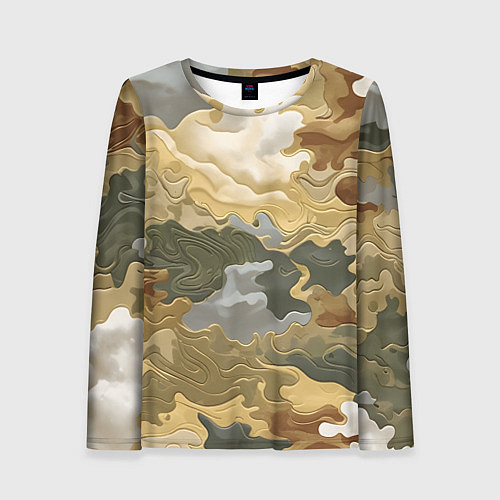 Женский лонгслив Золотистый камуфляж / 3D-принт – фото 1