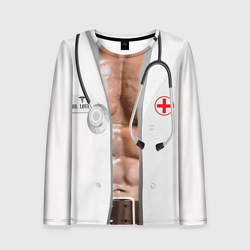 Женский лонгслив Костюм доктора с накаченным телом / 3D-принт – фото 1