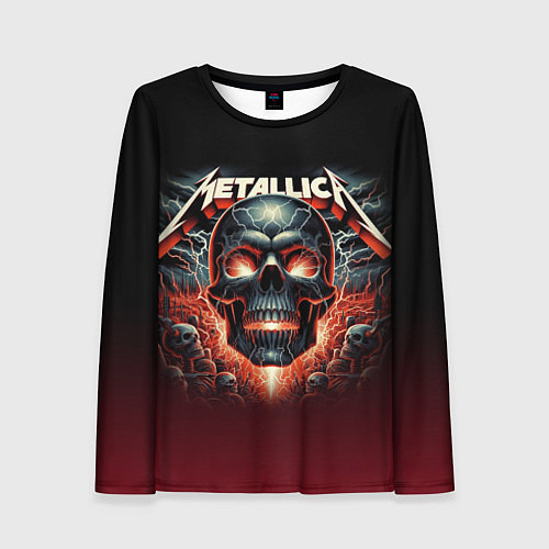 Женский лонгслив Metallica - fire skull / 3D-принт – фото 1