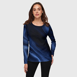 Лонгслив женский Тёмный синий абстракция дымчатый, цвет: 3D-принт — фото 2