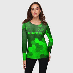 Лонгслив женский Subaru - green gradient посередине, цвет: 3D-принт — фото 2