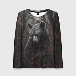 Женский лонгслив Бурый мишка в дремучем лесу