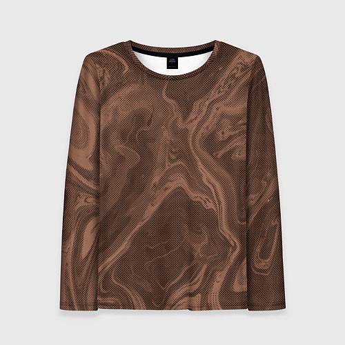 Женский лонгслив Коричневый абстракция в точку / 3D-принт – фото 1