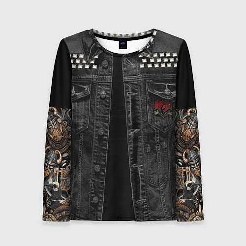 Женский лонгслив Джинсовка Ария с татуировками викингов / 3D-принт – фото 1