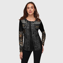 Лонгслив женский Джинсовка с славянским викингом и татуировками, цвет: 3D-принт — фото 2