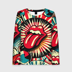 Лонгслив женский Logo of the Rolling Stones - pop art, цвет: 3D-принт