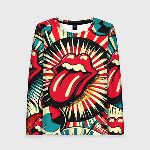 Женский лонгслив Logo of the Rolling Stones - pop art / 3D-принт – фото 1