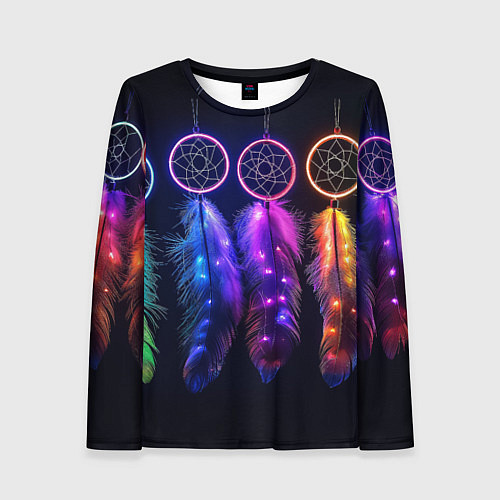 Женский лонгслив Ловцы снов - свечение перьев / 3D-принт – фото 1