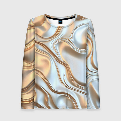 Женский лонгслив Жидкое белое золото / 3D-принт – фото 1