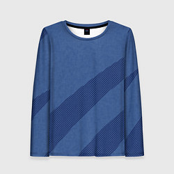 Женский лонгслив Синий текстурный с полосой
