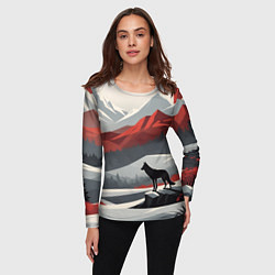 Лонгслив женский Лиса и красные горы, цвет: 3D-принт — фото 2