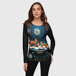 Лонгслив женский Семья из трех лисиц, цвет: 3D-принт — фото 2