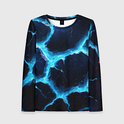 Женский лонгслив Голубая потертая текстура с разломом