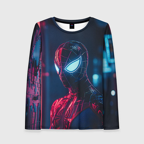 Женский лонгслив Человек-паук с неоновыми глазами / 3D-принт – фото 1