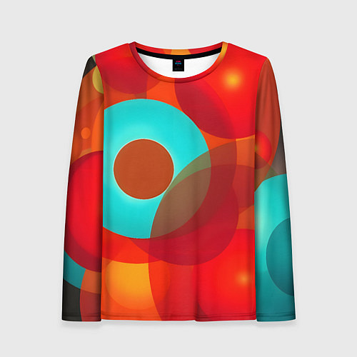 Женский лонгслив Оптическая абстракция с кругами / 3D-принт – фото 1