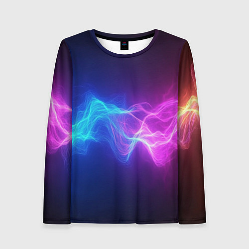 Женский лонгслив Звуковая волна неоновый узор / 3D-принт – фото 1