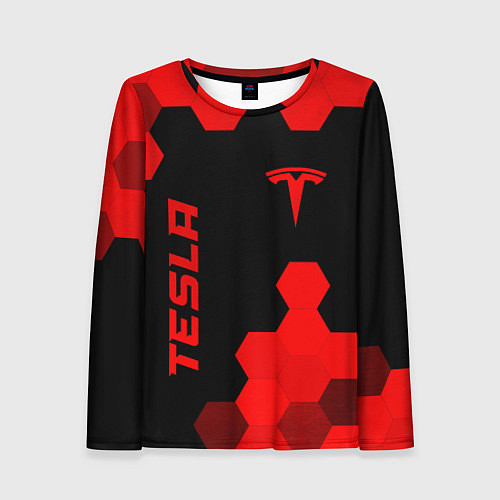 Женский лонгслив Tesla - red gradient вертикально / 3D-принт – фото 1